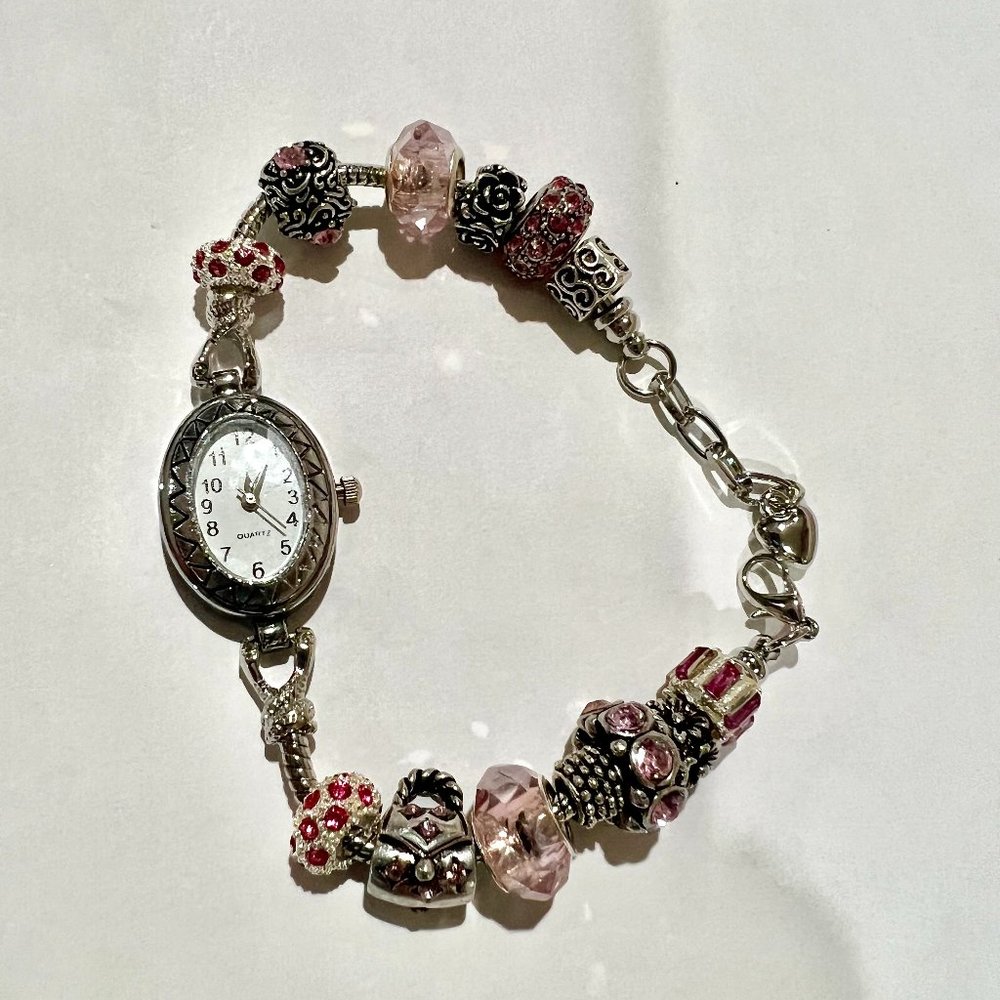 PINK EUROPEAN BEADED WATCH